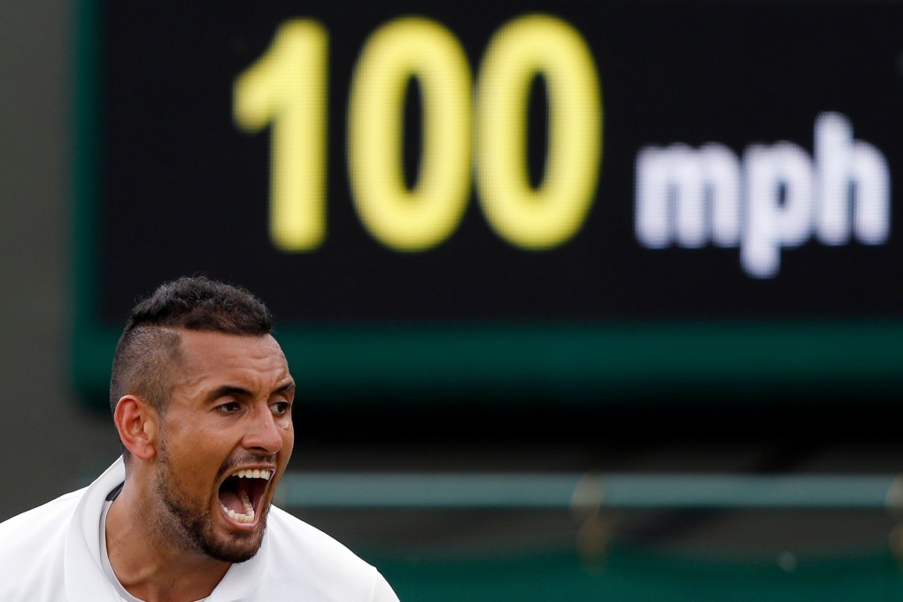 Australia's Nick Kyrgios reacts during his men's singles first round match at the 2019 Wimbledon Championships. Photo: AFP