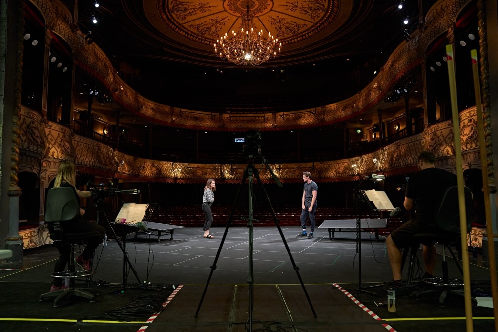 Matt Smith and Claire Foy during a socially distanced dress rehearsal of Lungs, currently streaming from The Old Vic Theatre in London. Photo: Getty Images