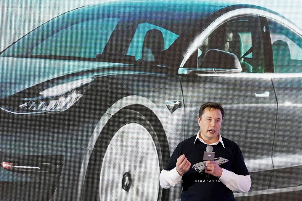 Tesla chief executive Elon Musk speaks onstage during a delivery event for the company’s China-made Model 3 cars at its factory in Shanghai on January 7. Photo: Reuters