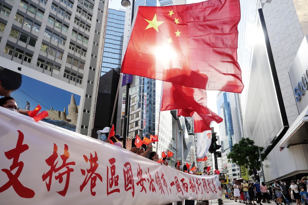 Hong Kong residents backing the new law celebrate its passage on Tuesday. Photo: Xinhua