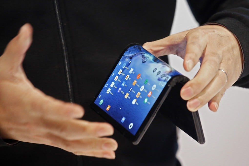 Royole Corp shows off its FlexPai foldable smartphone and tablet during the CES trade show held in Las Vegas, Nevada, in January of last year. Photo: EPA-EFE