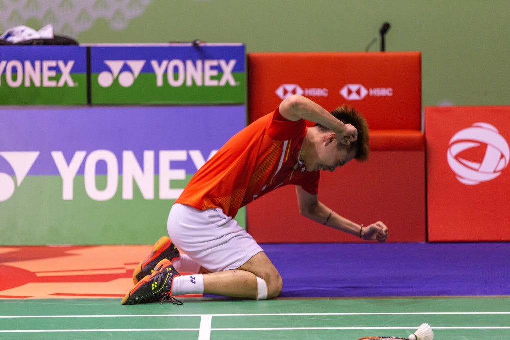 Lee Cheuk-yiu celebrates the win after defeating Indonesia's Anthony Ginting in the men's single final at the 2019 Hong Kong Open. Can the strong character youngster become a new force in badminton following the retirement of star players Lin Dan and Lee Chong-Wei? Photo: Kelly Ho