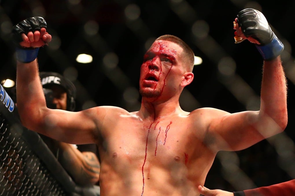 UFC welterweight Nate Diaz celebrates his submission victory against Conor McGregor at UFC 196 in Las Vegas in 2016. Photo: USA Today