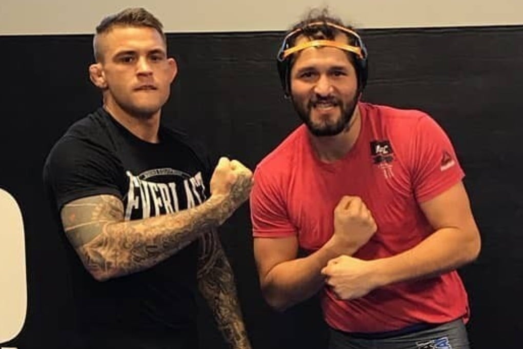 Dustin Poirier (left) with Jorge Masvidal at the American Top Team gym in Florida. Photo: Instagram