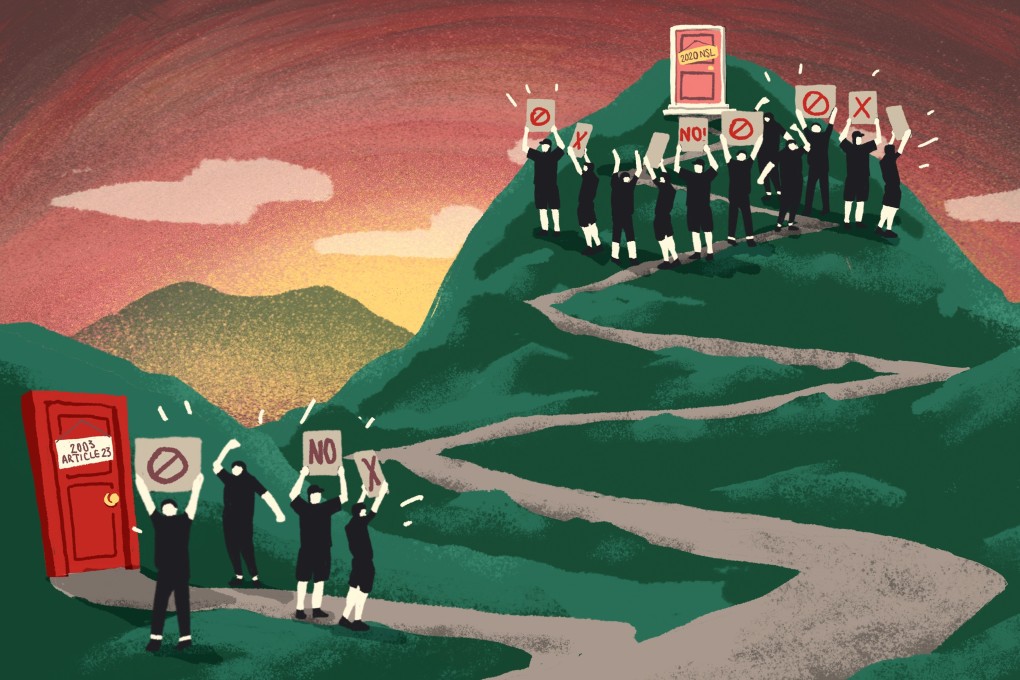 Seventeen years separate two major controversies over national security in Hong Kong. Illustration: SCMP Graphics