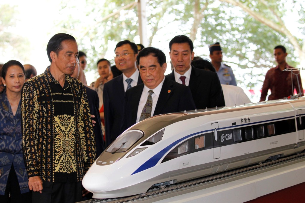 Indonesia’s President Joko Widodo and the then general manager of China Railway Corp, Sheng Guangzu, at the 2016 groundbreaking ceremony for the Jakarta-Bandung high-speed railway line. Photo: Reuters