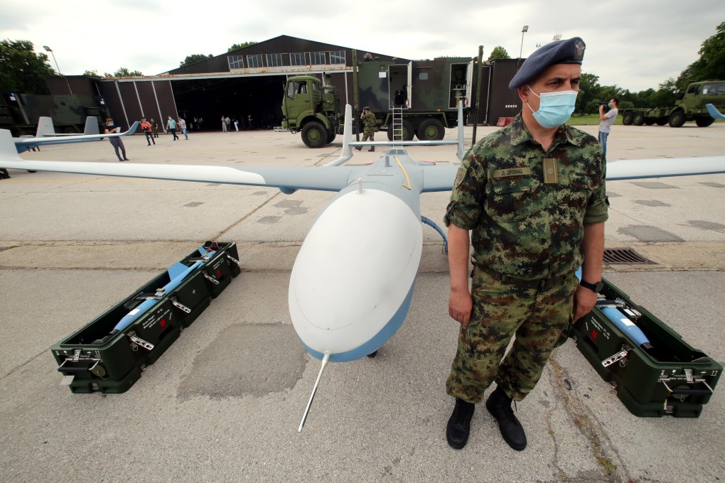 A Serbian soldier attends a demonstration of the new Chinese-made drones on Saturday. Photo: EPA-EFE