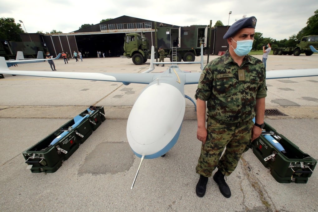 A Serbian soldier attends a demonstration of the new Chinese-made drones on Saturday. Photo: EPA-EFE