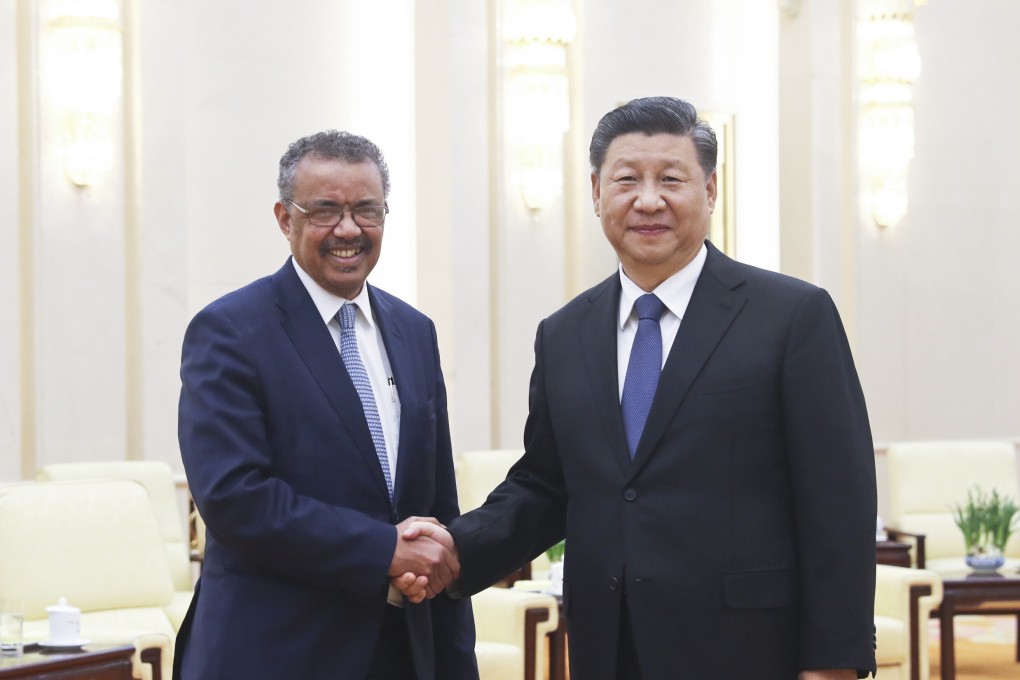 Chinese President Xi Jinping meets with visiting World Health Organisation director general Tedros Adhanom Ghebreyesus at the Great Hall of the People in Beijing on January 28, 2020. Photo: Xinhua