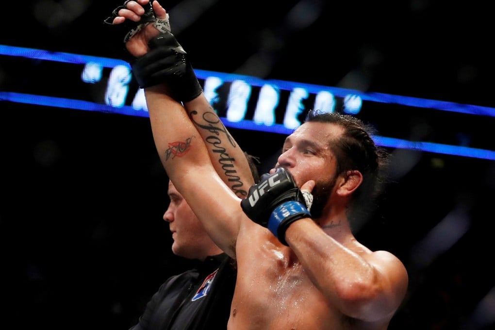 Jorge Masvidal celebrates beating Darren Till at UFC London. Photo: Reuters