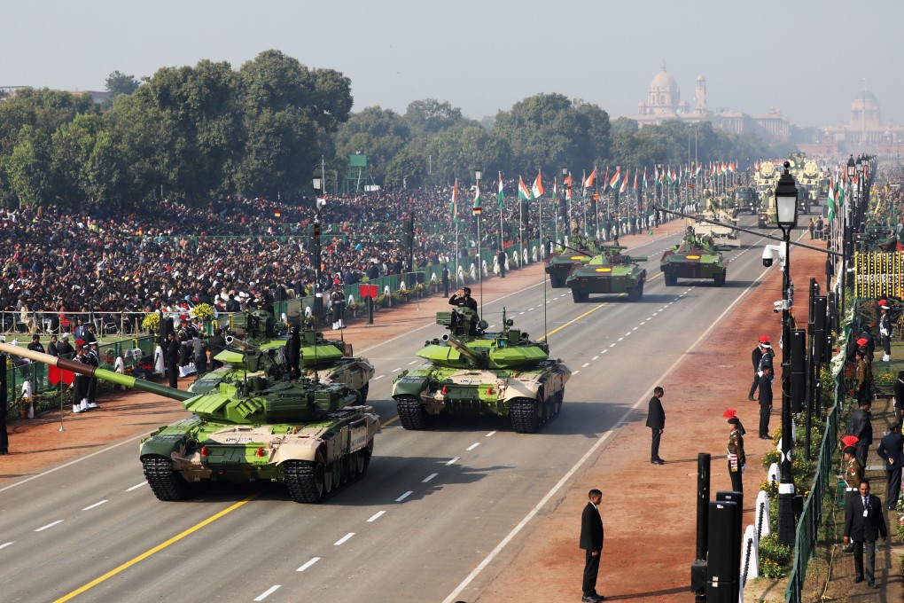 Indian Army T-90 (Bhishma) tanks feature in the Republic Day parade in New Delhi, India, on January 26, 2019. India is a lucrative market for arms vendors such as the US and Russia. Photo: Bloomberg
