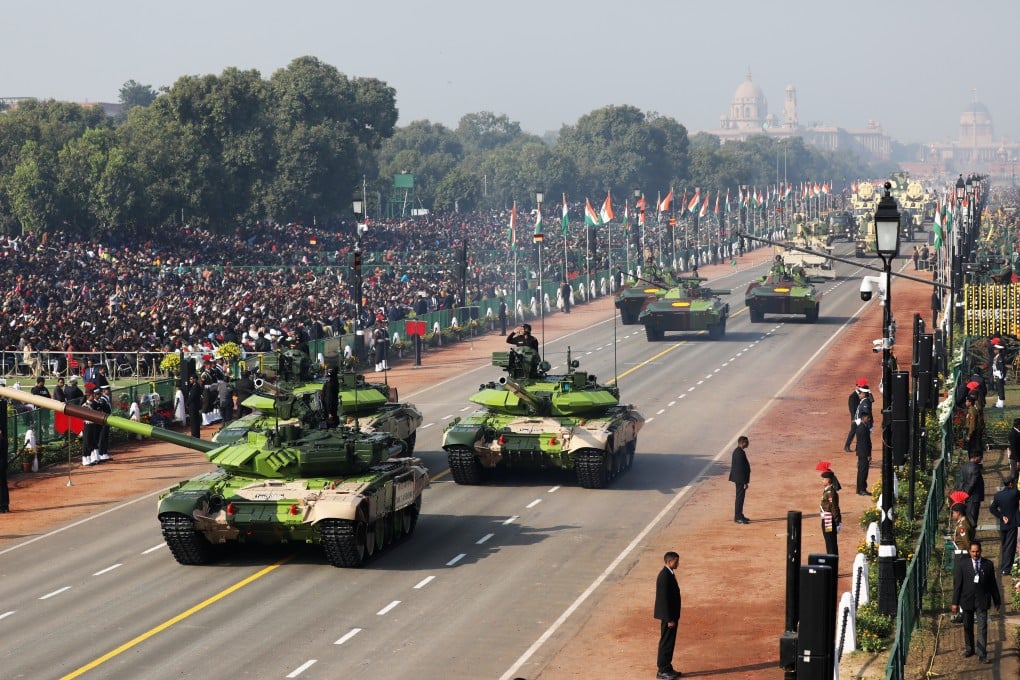 Indian Army T-90 (Bhishma) tanks feature in the Republic Day parade in New Delhi, India, on January 26, 2019. India is a lucrative market for arms vendors such as the US and Russia. Photo: Bloomberg