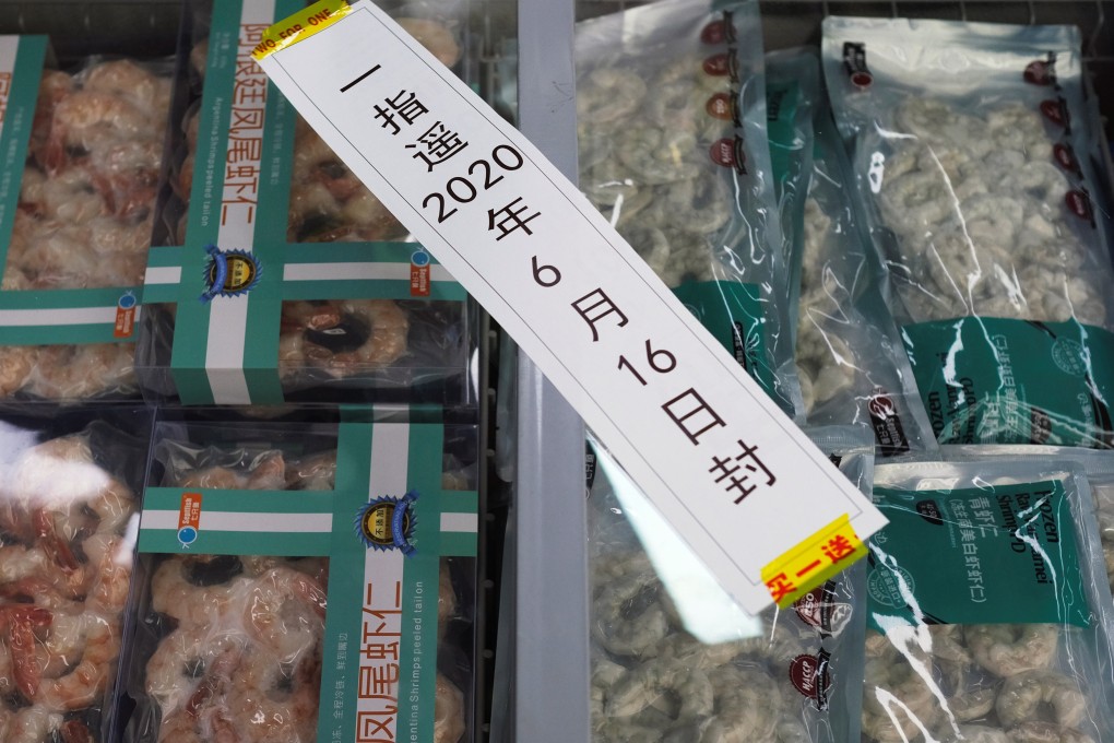 Frozen seafood products made of imported shrimps are seen inside a sealed freezer at a supermarket following a new outbreak of the coronavirus disease in Beijing, China on June 19, 2020. Authorities testing imported food have since found six Covid-19 positive samples from nearly 223,000 samples. Photo: Reuters