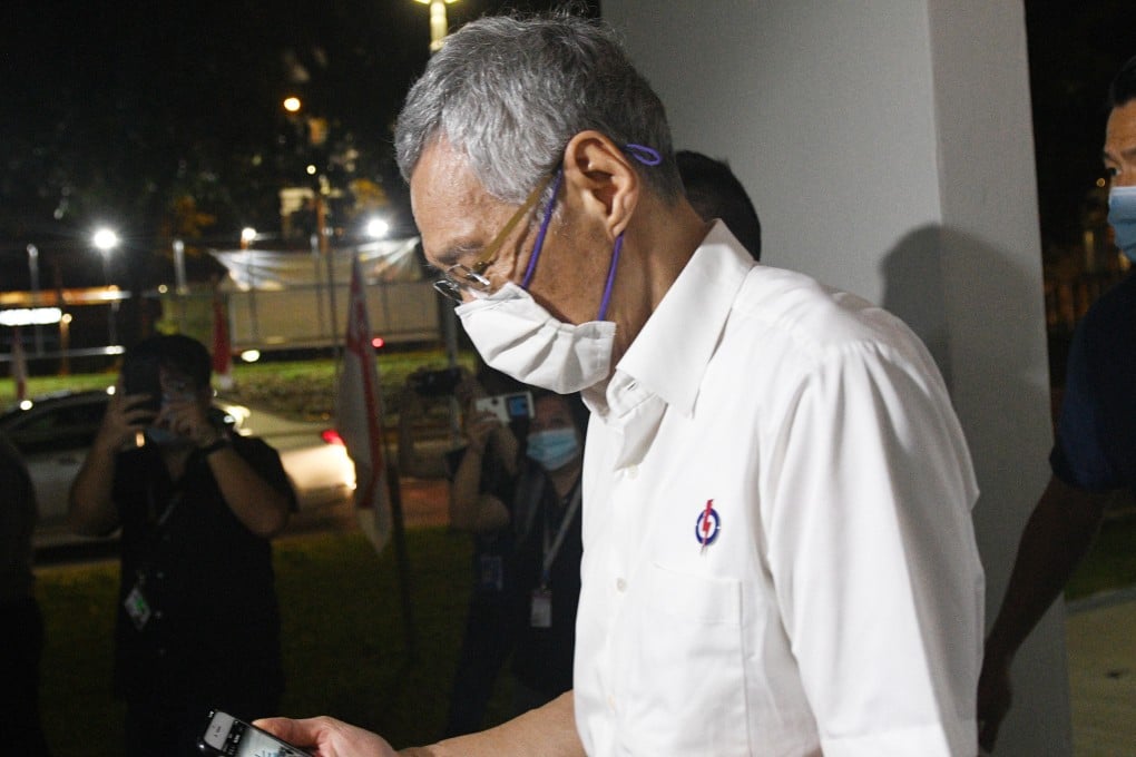 Singapore's Prime Minister and People’s Action Party Secretary-General Lee Hsien Loong pictured early Saturday morning. Photo: Xinhua