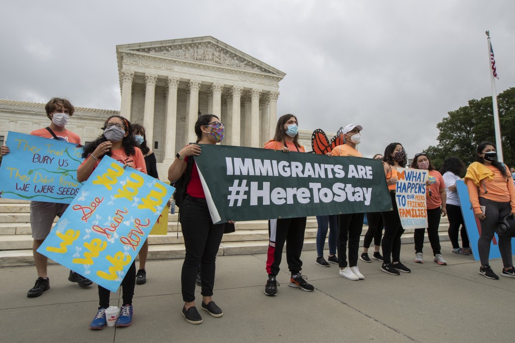 Students celebrate in front of the Supreme Court in June after it ruled against President Donald Trump's effort to end legal protection for “Dreamers”. Photo: AP