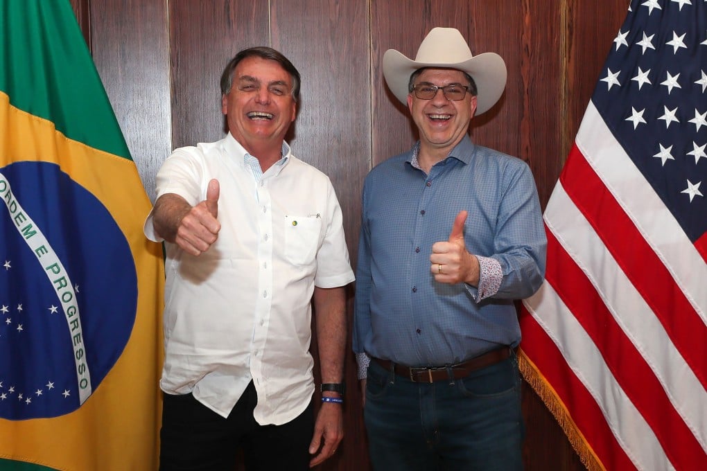 Brazilian President Jair Bolsonaro (left) with US ambassador to Brazil Todd Chapman, at July 4 celebrations. Photo: AFP
