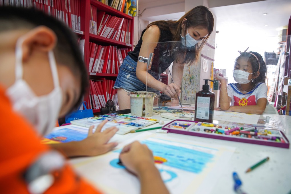 Swiss Art Studio are among the activity centres in Hong Kong staying open, but with ramped up hygiene measures including partitions. Photo: Winson Wong