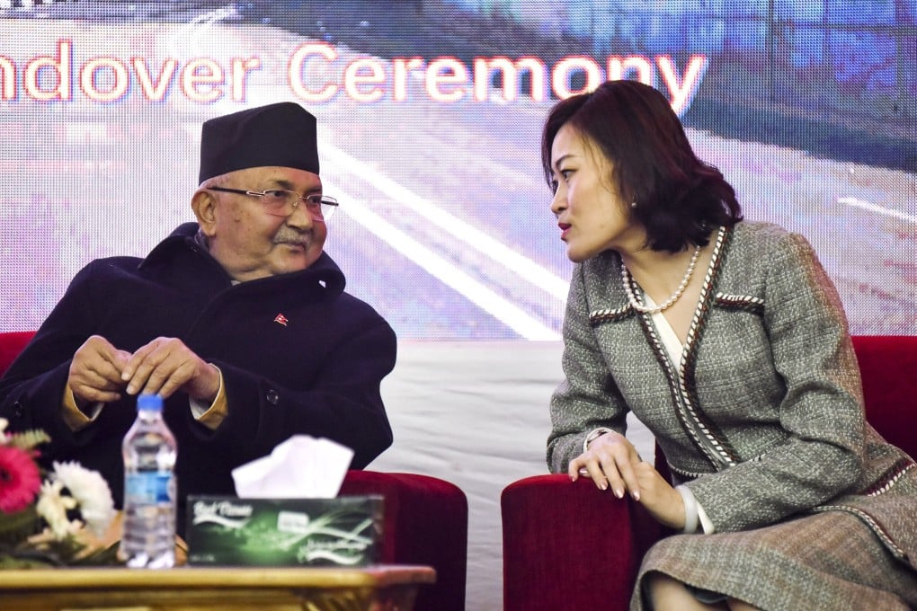 Prime Minister of Nepal KP Sharma Oli and Chinese ambassador Hou Yanqi. Photo: NurPhoto