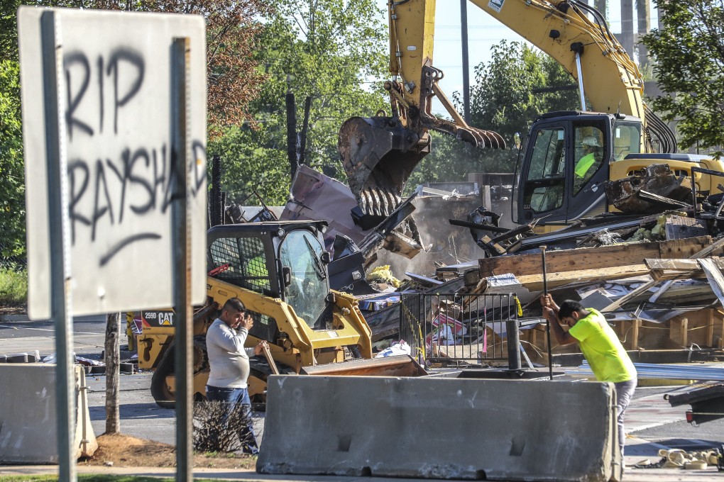 The Wendy's where Rayshard Brooks was killed by Atlanta police last month has been torn down. Photo: AP