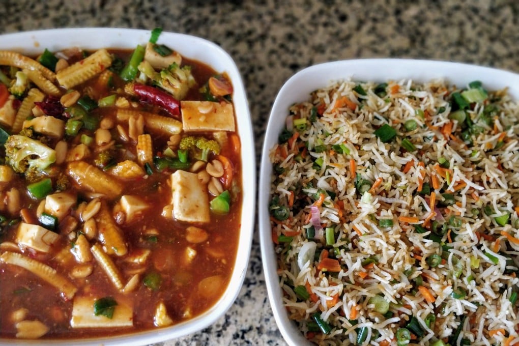 The Indian-Chinese dish of Sichuan vegetables with red chilli paste and fried rice is a classic example of how Chinese dishes have been fused with Indian spices. Photo: Kalpana Sunder