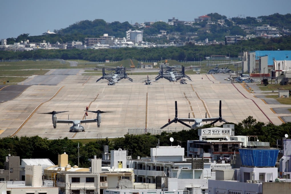 US Marine Corps MV-22 Osprey aircrafts at the Futenma Air Station on Japan’s southernmost island of Okinawa in 2018. Photo: Reuters
