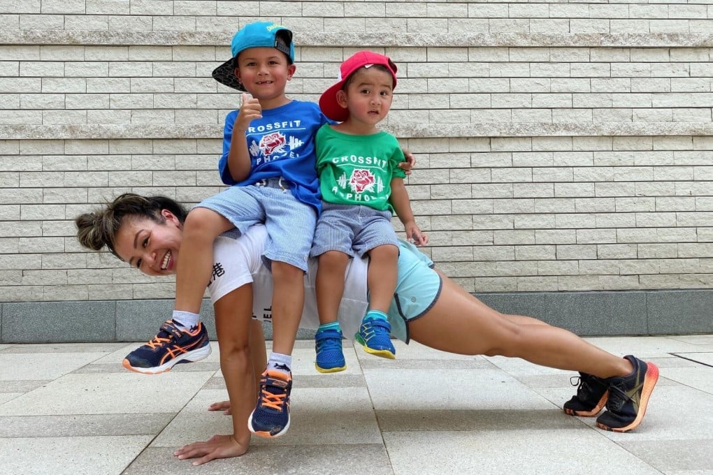 Hong Kong CrossFit coach Michelle O'Brien shows how to incorporate family members into your workouts with her sons Ashton and Noah. Photo: Handout