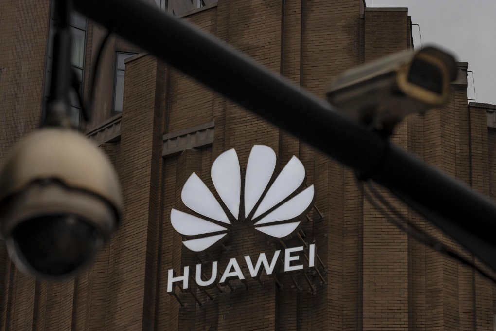 The Huawei logo appears at the company’s new flagship store in Shanghai on Thursday. Photo: EPA-EFE