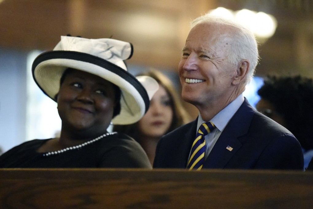 Democratic presidential candidate and former Vice-President Joe Biden attends a Sunday service at a church in Delaware. Photo: AP