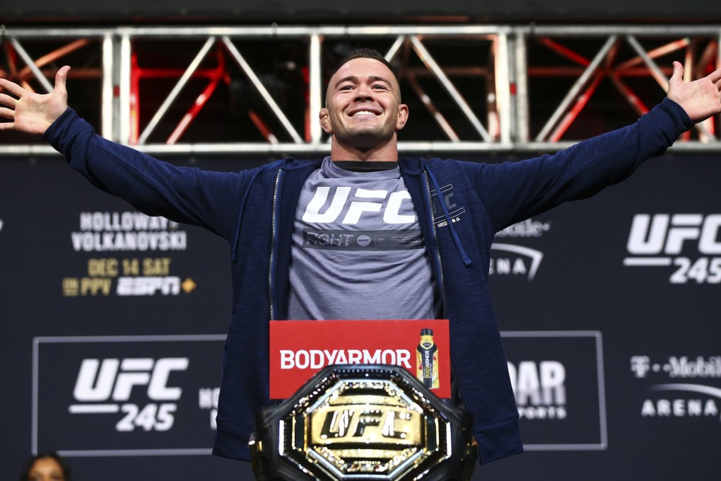 Colby Covington poses during the ceremonial weigh-in event ahead of his fight against Kamaru Usman at UFC 245. Photo: AP