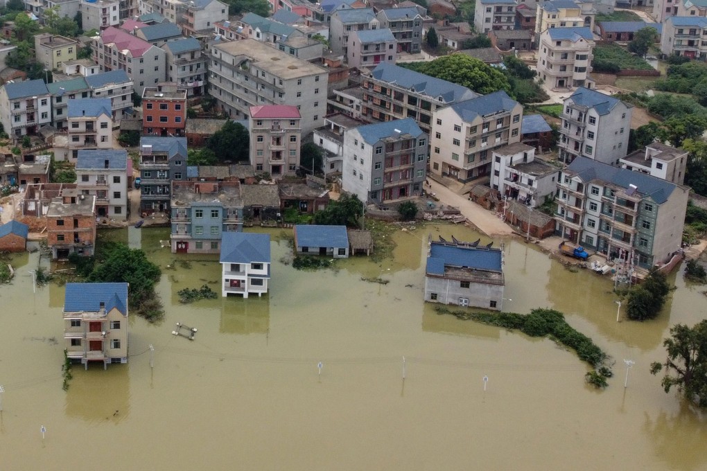 An area near Poyang Lake in central China is flooded following torrential rains since last month. Photo: AFP
