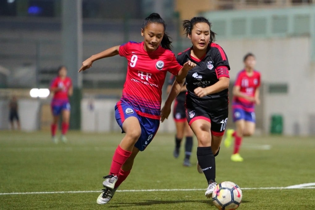 Newly promoted Citizen senior team player Sneha Limbu tussles for the ball in a league game against MLFA. Photo: Handout