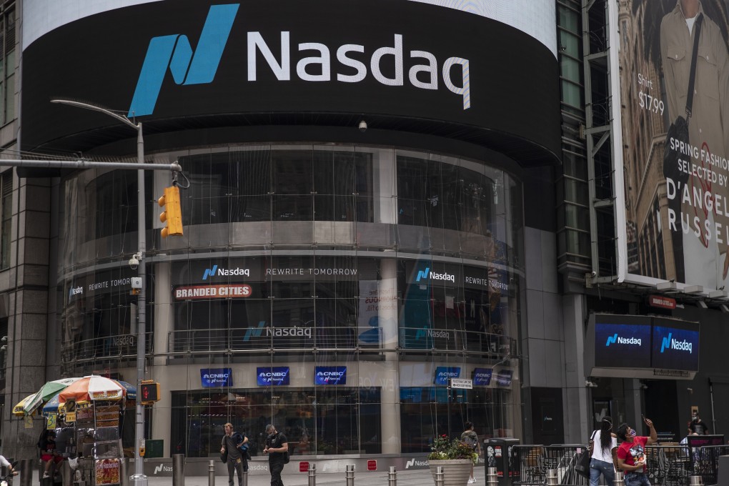 The Nasdaq at Times Square in New York on Wednesday, July 8, 2020. Photo: Bloomberg