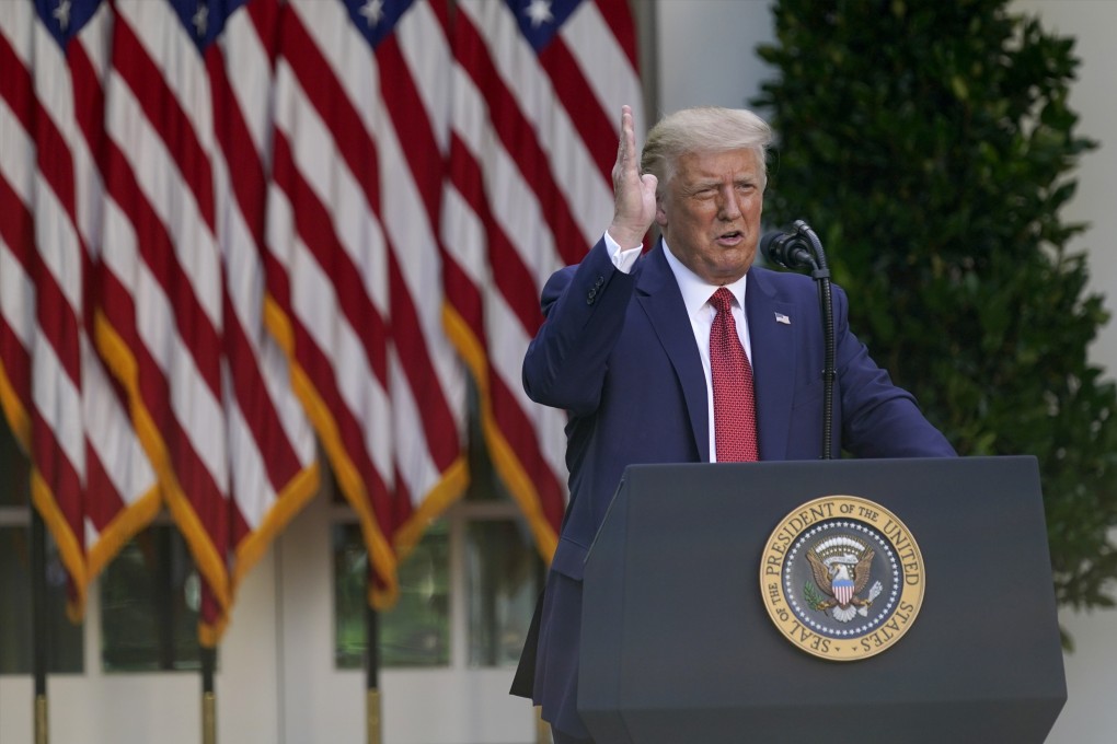 US President Donald Trump speaks during a news conference in the Rose Garden of the White House in Washington on July 14. He announced that he had signed an executive order ending the city’s preferential trade treatment. Photo: AP