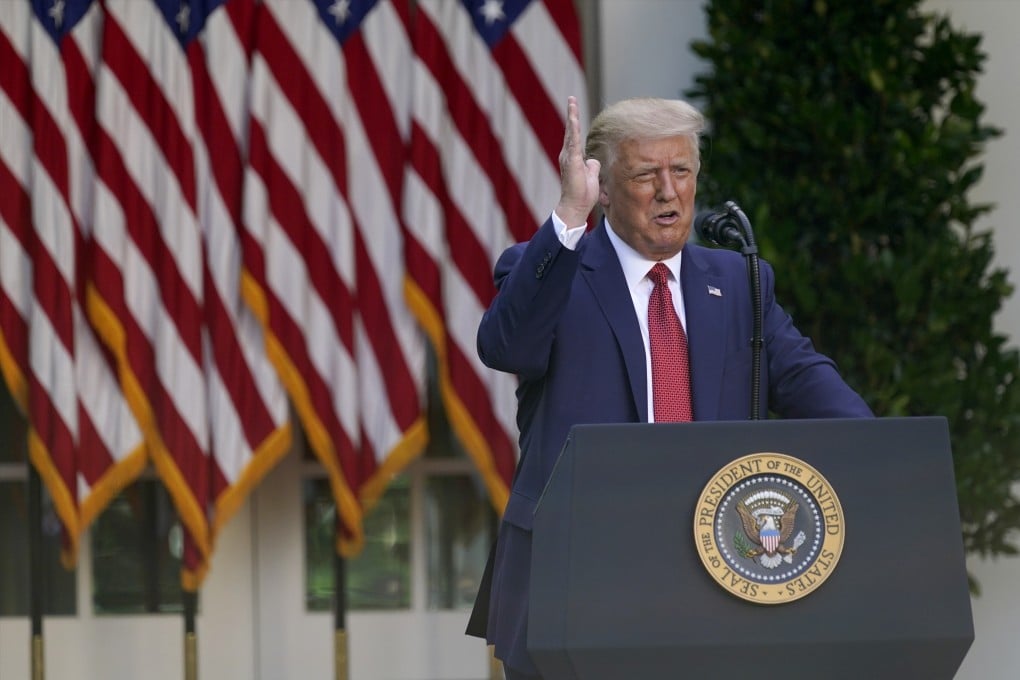 US President Donald Trump speaks during a news conference in the Rose Garden of the White House in Washington on July 14. He announced that he had signed an executive order ending the city’s preferential trade treatment. Photo: AP