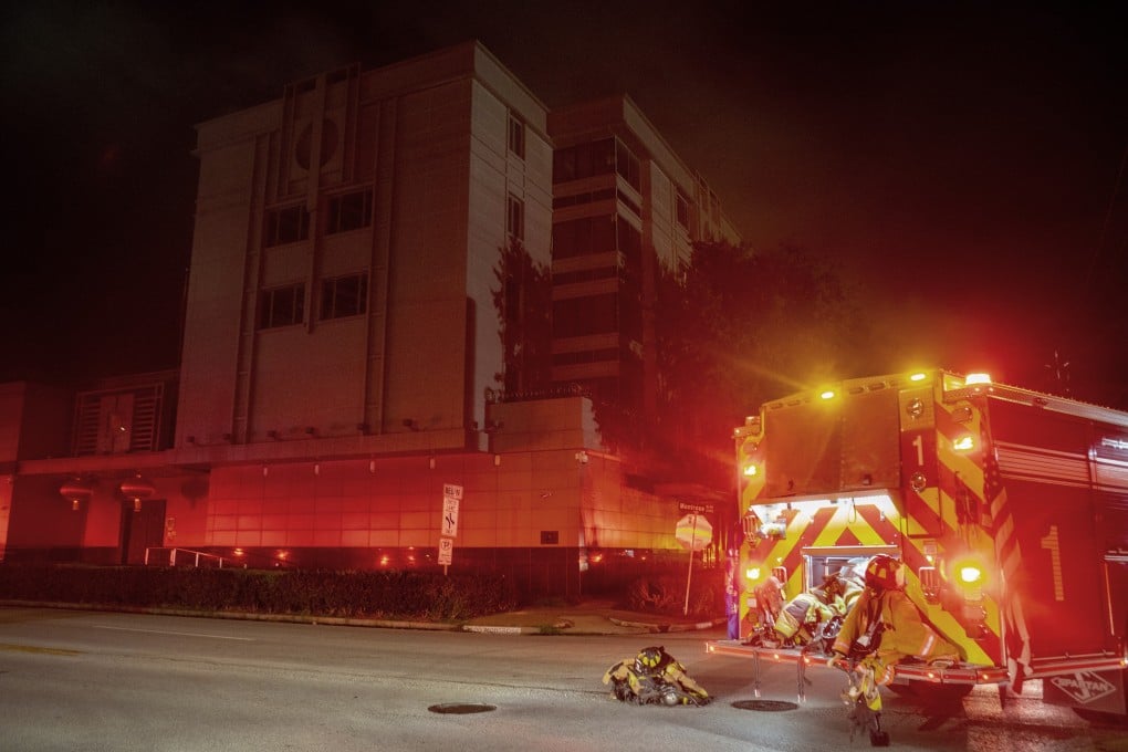 The Houston Fire Department responding to reports that documents were being burned in the courtyard of the Chinese Consulate General offices Tuesday night, according to the Houston Police Department. Photo: Houston Chronicle via AP