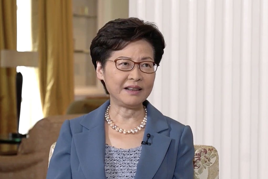 Chief Executive Carrie Lam Cheng Yuet-ngor speaks during an interview with Hong Kong Open TV on July 16. Lam’s next policy address is expected to go beyond livelihood issues and is targeted at dealing with the city’s political impasse. Photo: Hong Kong Open TV