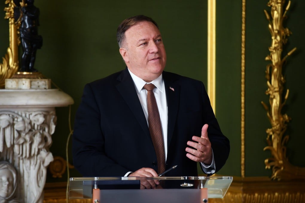 US Secretary of State Mike Pompeo speaks during a joint press conference with his UK counterpart Dominic Raab (not pictured) following their meeting at Lancaster House. Photo: DPA