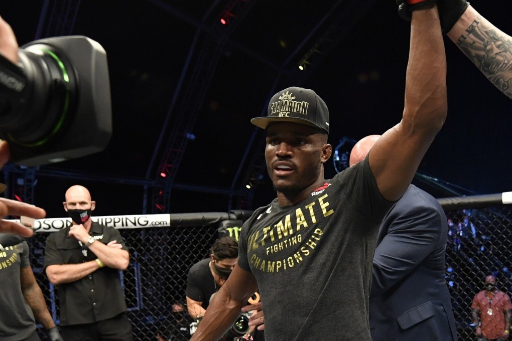 Kamaru Usman after his victory over Jorge Masvidal in their UFC welterweight championship fight during UFC 251. Photo: Jeff Bottari/Zuffa LLC