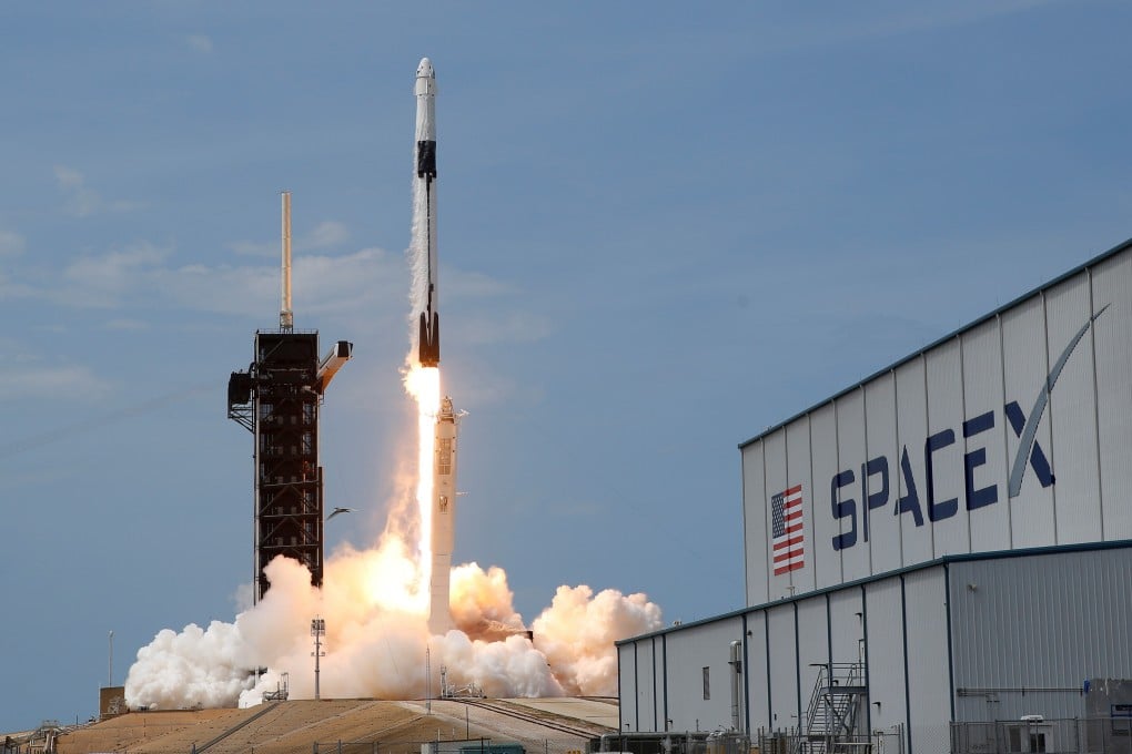 A SpaceX Falcon 9 rocket and Crew Dragon spacecraft carrying Nasa astronauts Douglas Hurley and Robert Behnken lifts off during their mission to the International Space Station from Kennedy Space Centre in Cape Canaveral, Florida, on May 30. Photo: Reuters