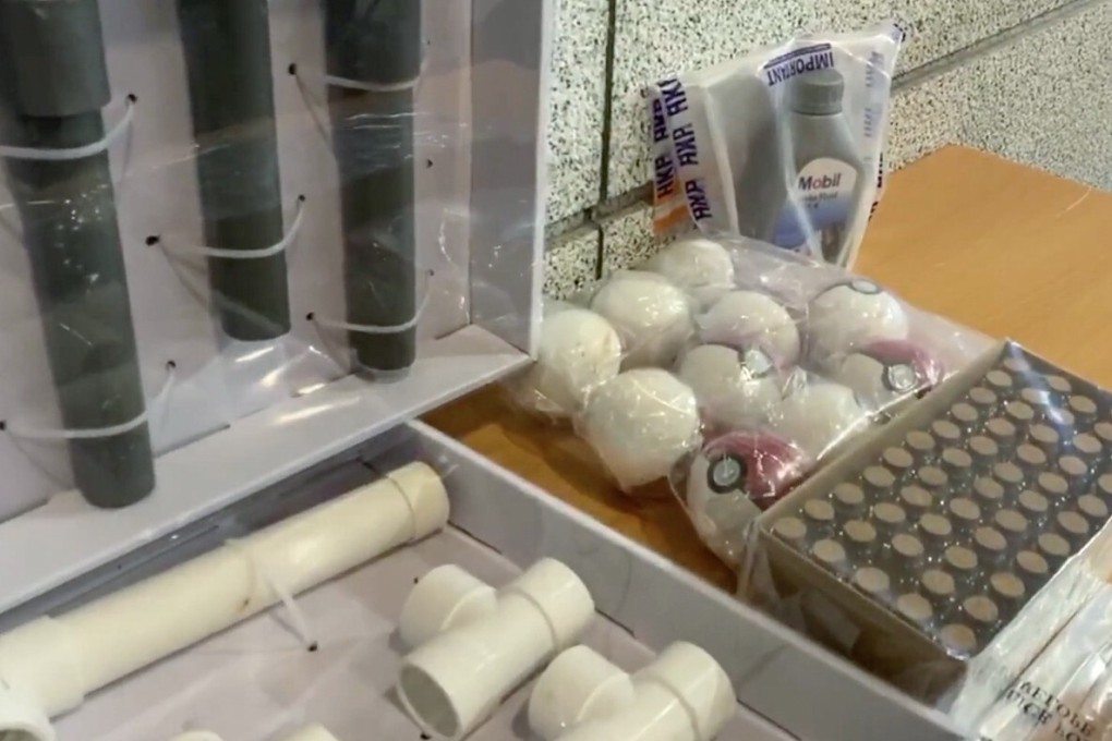 Cyanide was concealed in ‘poké balls’ when officers searched the workplace of a suspect in a Wan Chai blast on July 1, police said. Photo: Handout