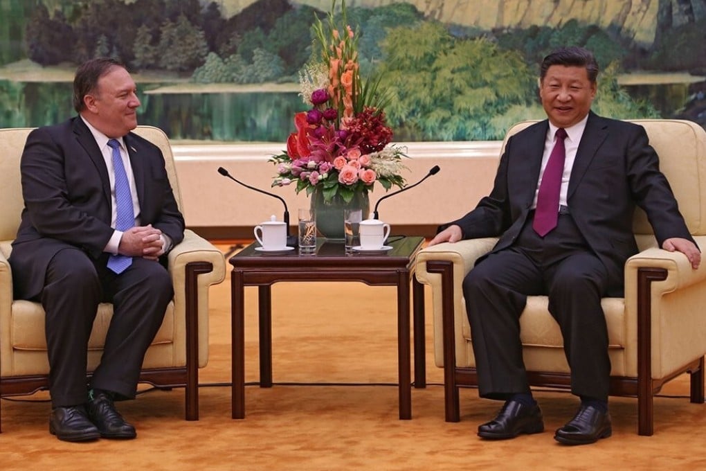 US Secretary of State Mike Pompeo and Chinese leader Xi Jinping meet in Beijing in June 2018. Photo: Twitter