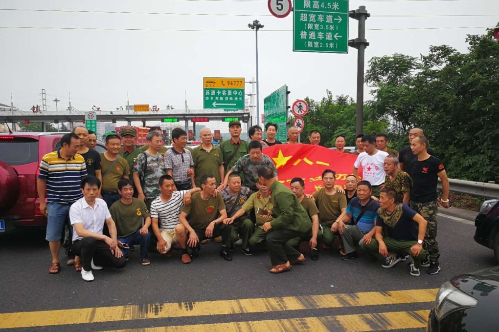 Veterans protest in Zhenjiang city in 2018. Photo: SCMP