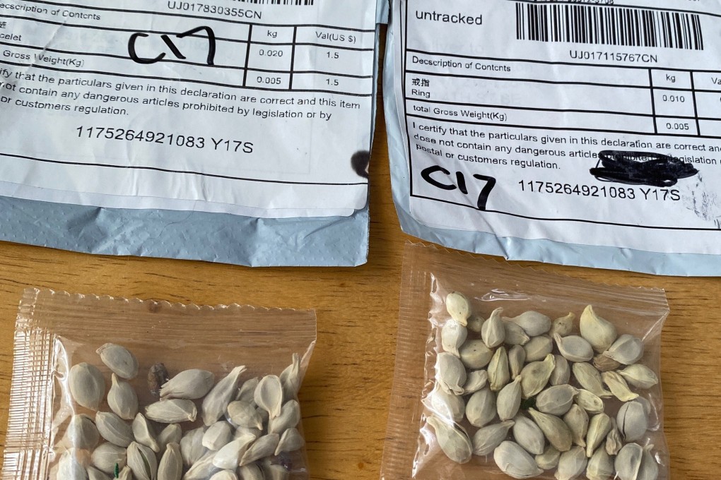 Seed packets the Washington State Department of Agriculture reported received by residents. It urged people to not plant them. Photo: Twitter