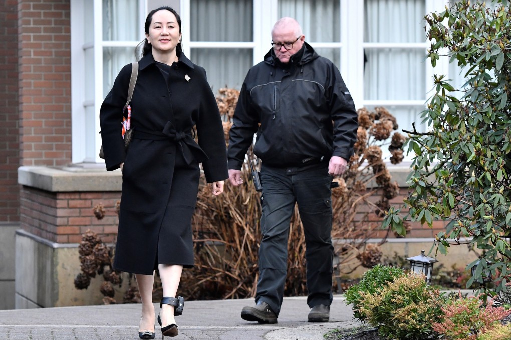 Meng Wanzhou leaves her home to attend her extradition hearing at British Columbia Supreme Court in Vancouver in January. Photo: Reuters