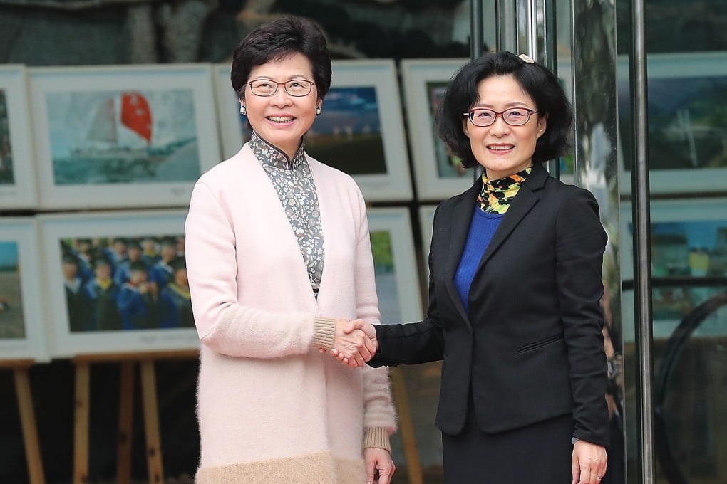 Carrie Lam and Tong Xiaoling in March 2017. Photo: Edward Wong