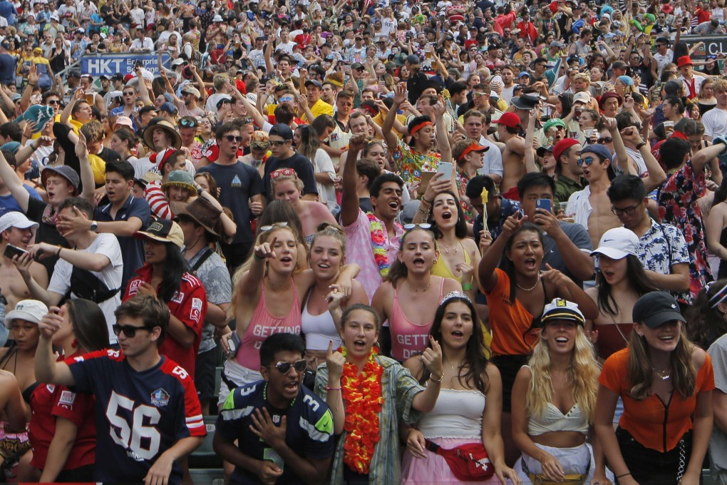 Rugby fans at the 2019 Cathay Pacific/HSBC Hong Kong Sevens at Hong Kong Stadium. Will they get to return in 2021? Photo: AP