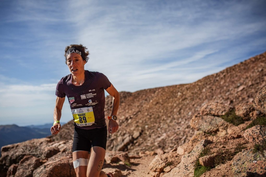 Switzerland’s Maude Mathys, the top-rated trail running woman by ITRA points, sets the record on the Pikes Peak Marathon in Colorado. Photo: Philipp Reiter