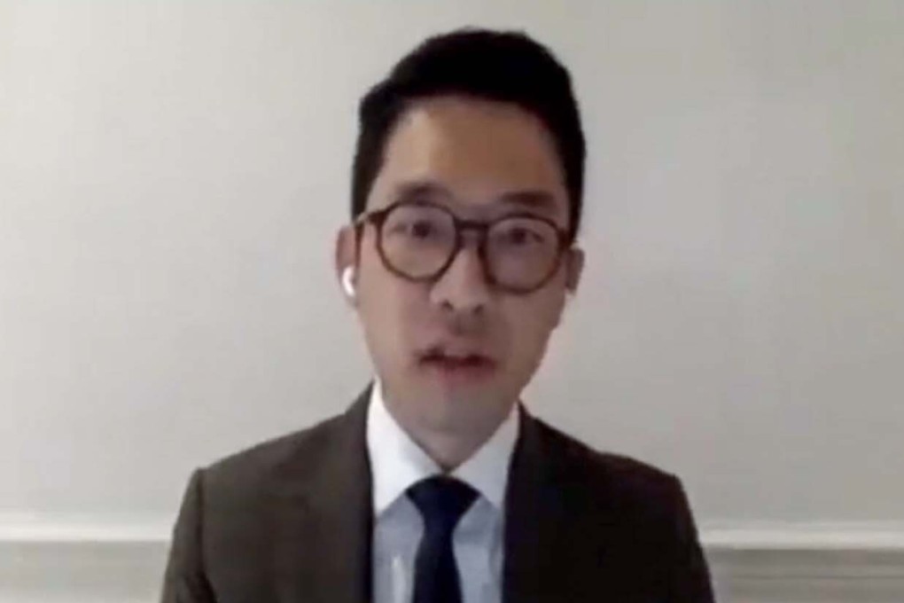 Activist Nathan Law, shown virtually addressing a US congressional committee about the implications of the national security law on Hong Kong. Photo: Handout