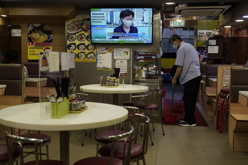 Restaurant dining-in services in Hong Kong are banned between 6pm and 5am. Photo: AP