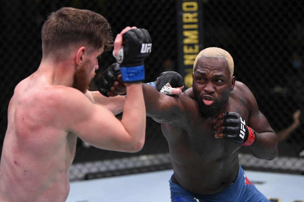 Derek Brunson punches Edmen Shahbazyan in their middleweight fight during UFC Fight Night in Las Vegas. Photos: Chris Unger/Zuffa LLC via Getty Images